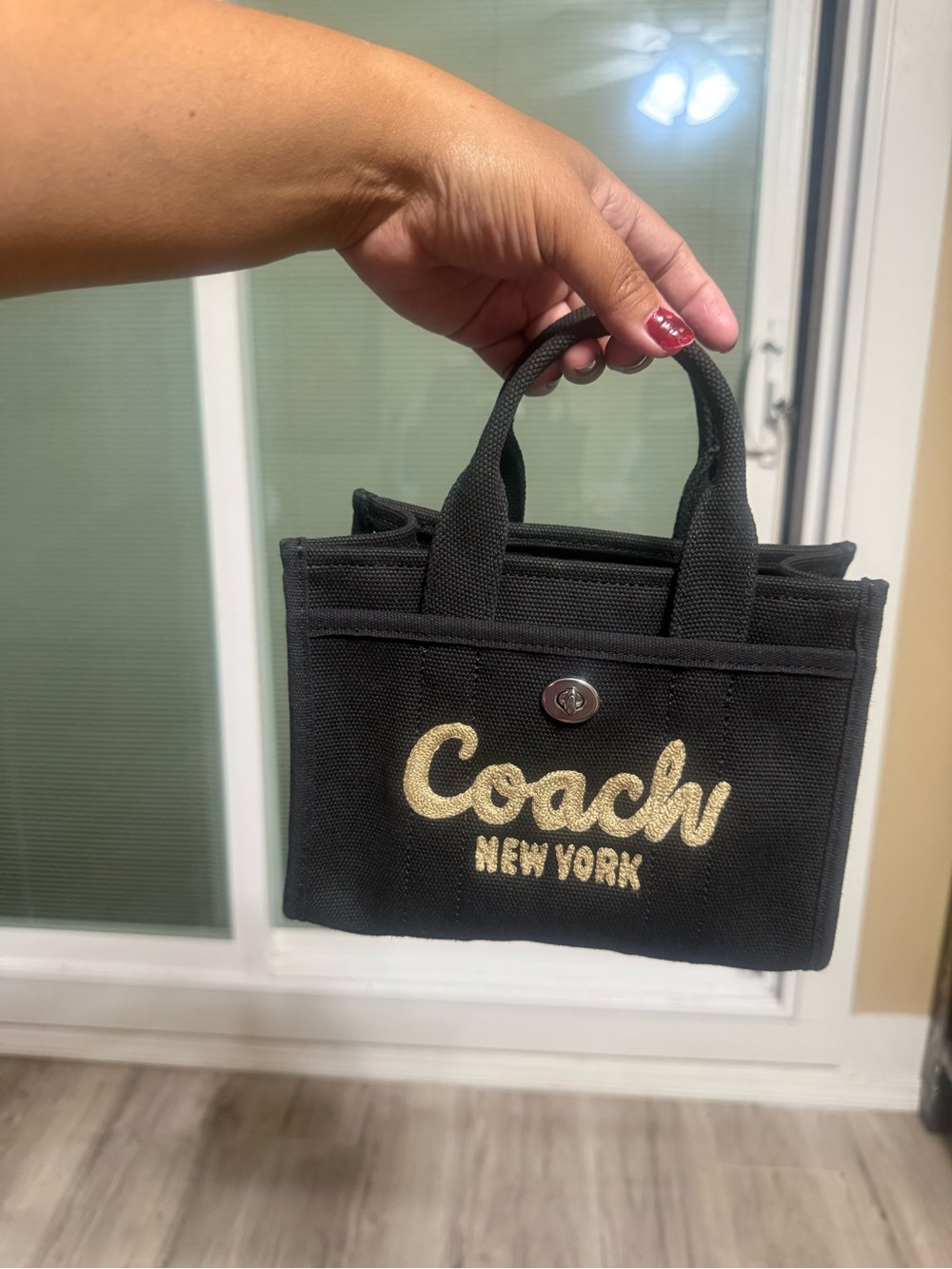 Coach New York Black Canvas Mini Tote with Gold Logo - Picture 2 of 8